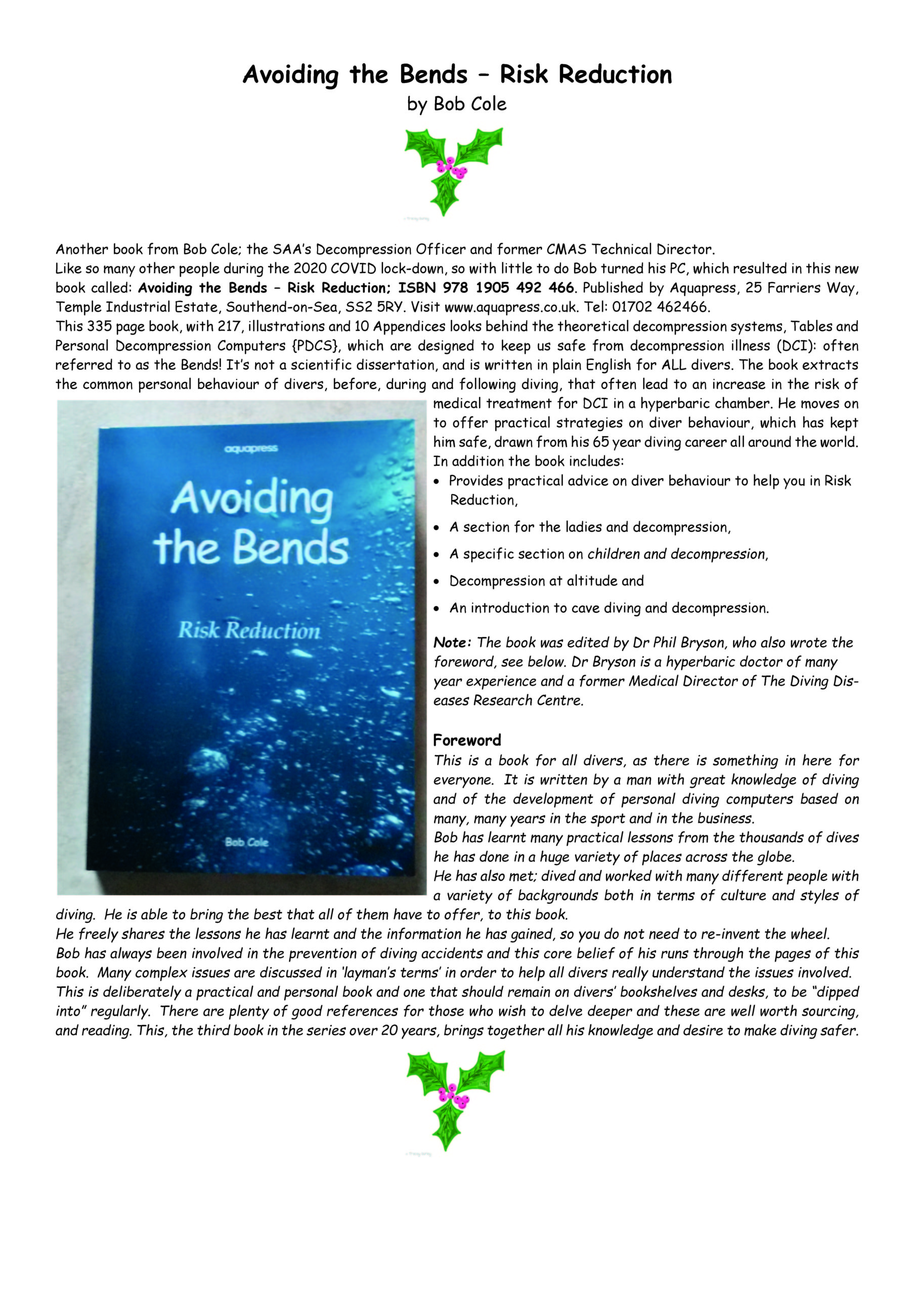 Avoiding The Bends, by Bob Cole